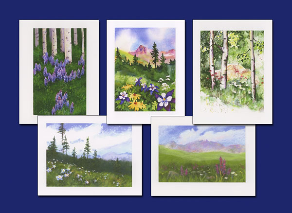 Rocky Mountain Summer watercolor note cards