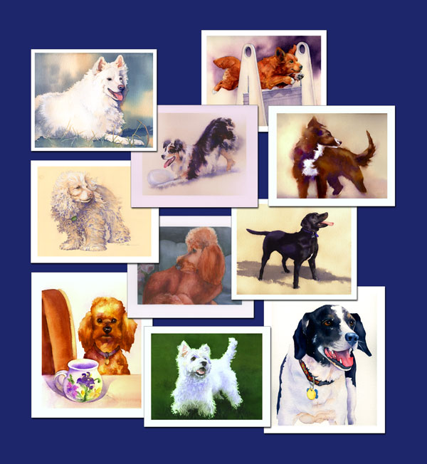WOOF watercolor note cards