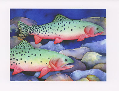 Greenback Cutthroats watercolor note cards