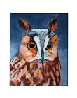 Long-earred Owl watercolor note card