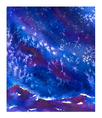 Starry Night watercolor note cards